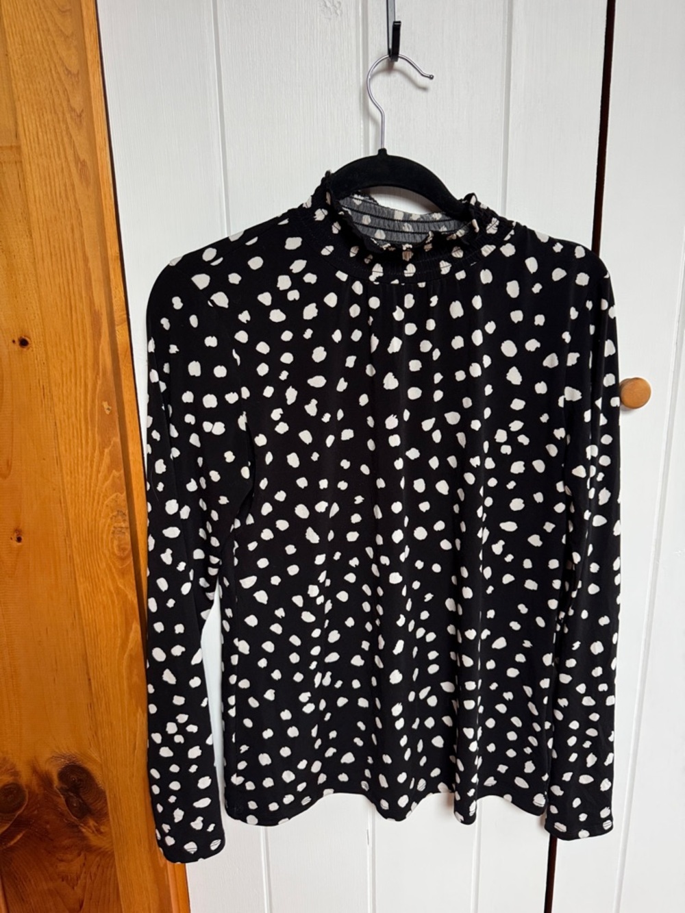 Cynthia Rowley Black Top with White Spot Print